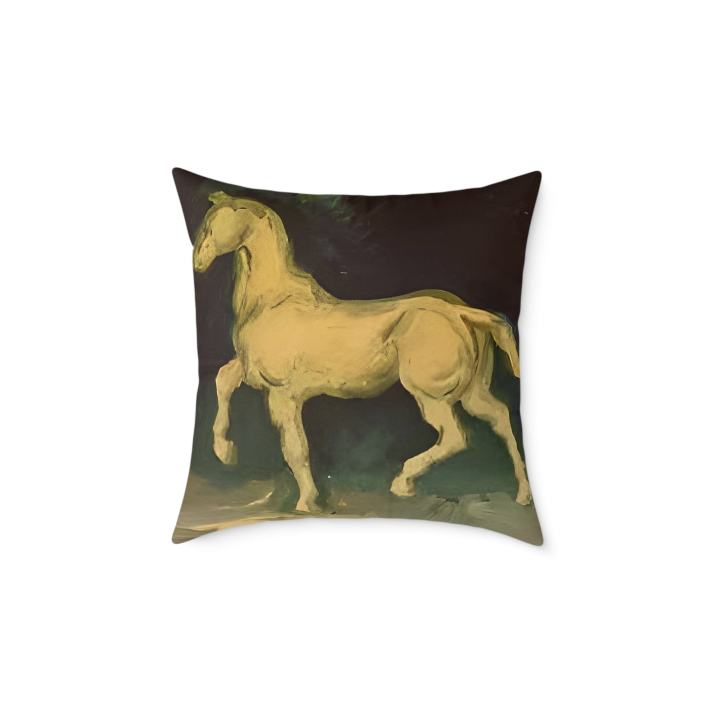 Van Goghs Horse Canvas Pillow
