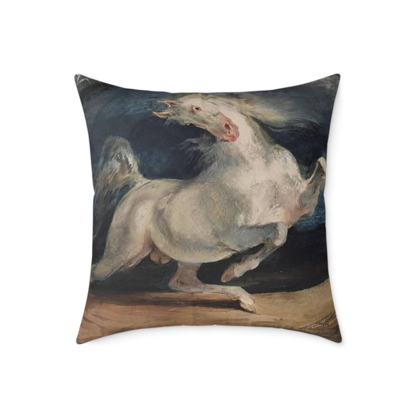 Horse Frightened by Lightning Square Pillow