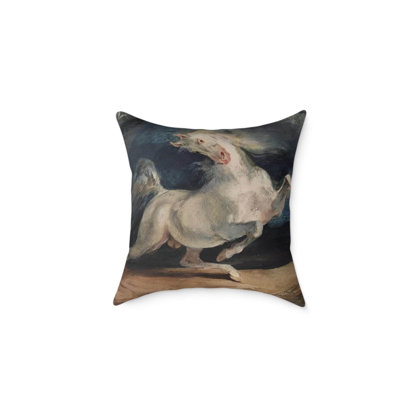 Horse Frightened by Lightning Square Pillow