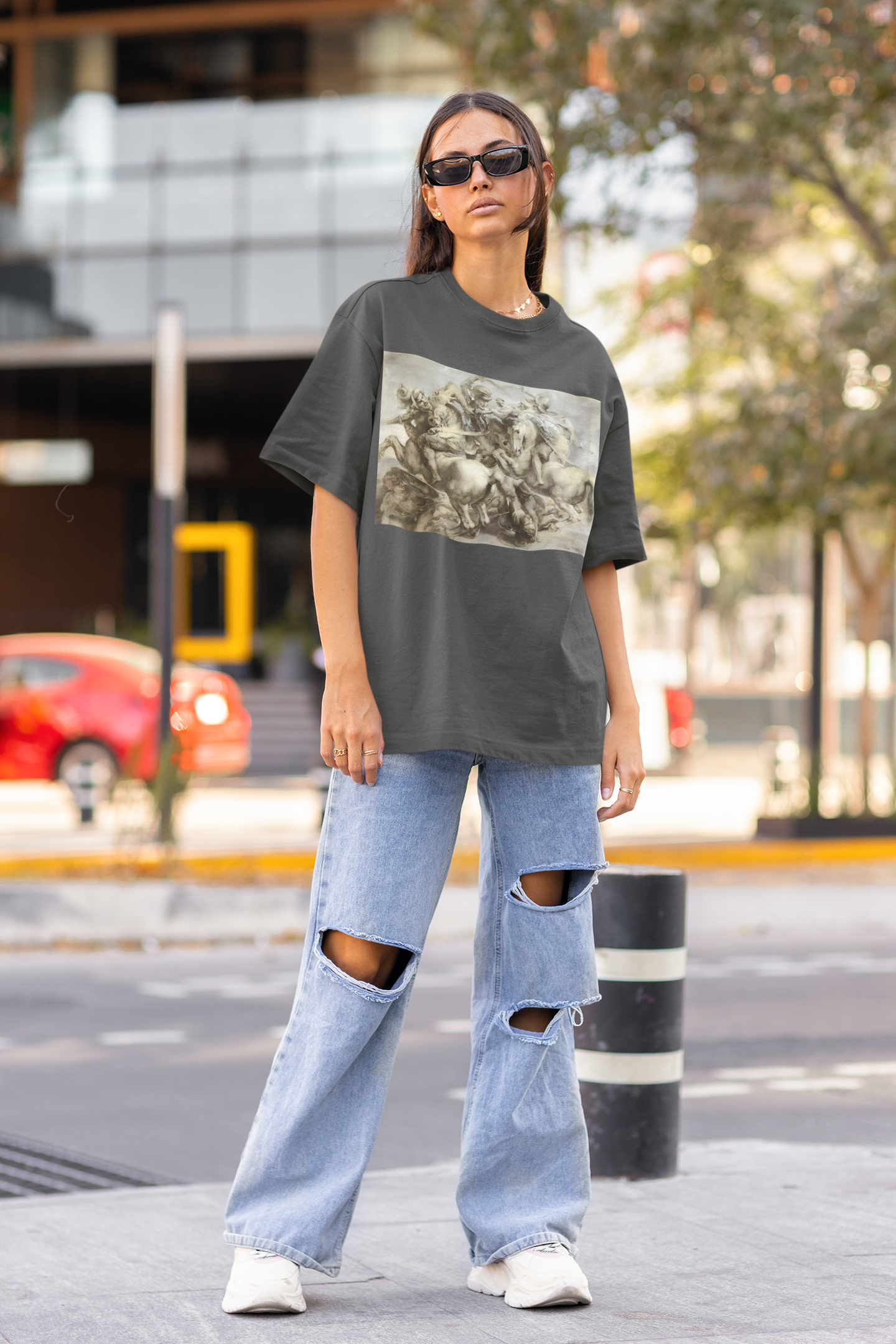 Battle of Anghiari Oversized faded t-shirt