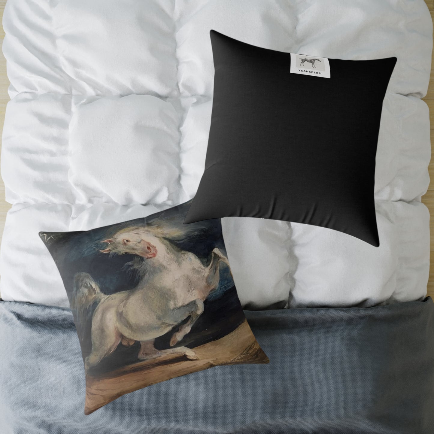 Horse Frightened by Lightning Square Pillow