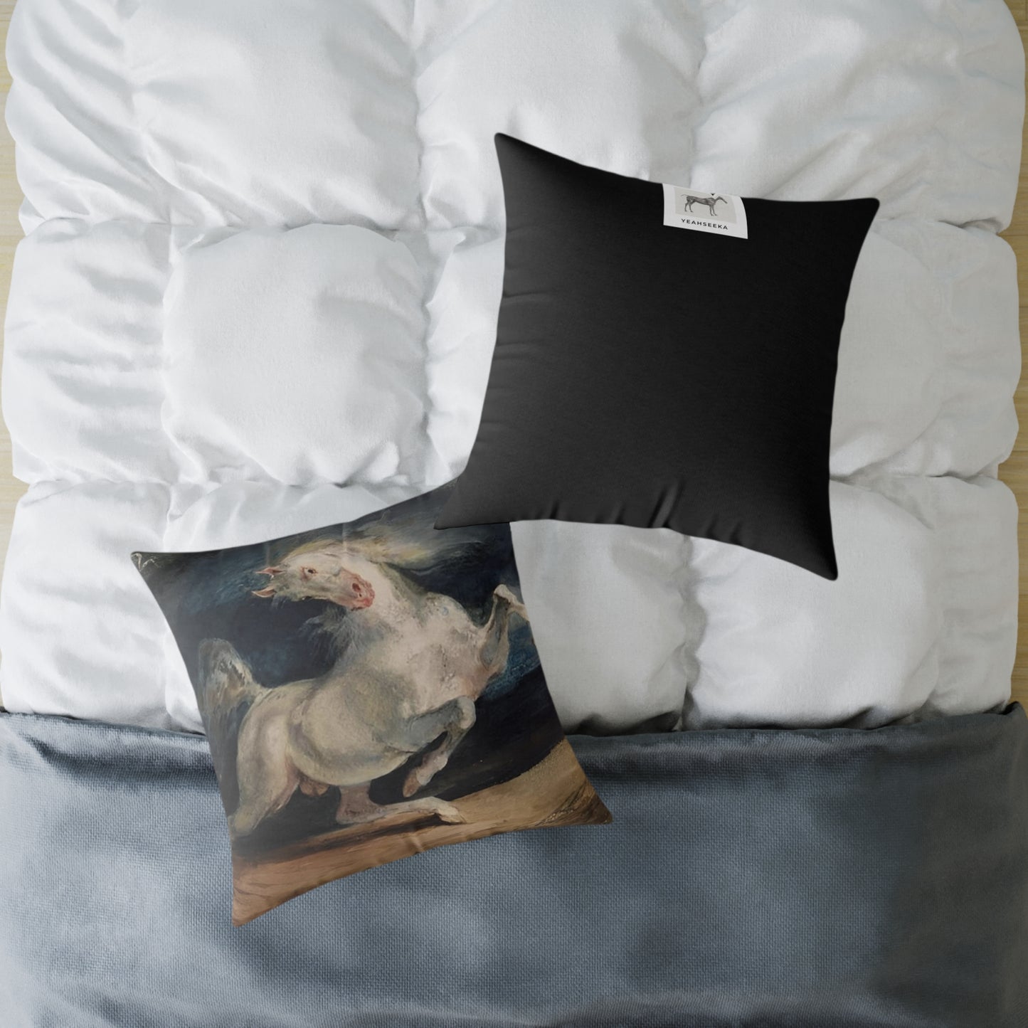 Horse Frightened by Lightning Square Pillow