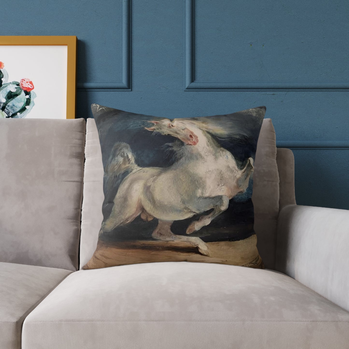 Horse Frightened by Lightning Square Pillow