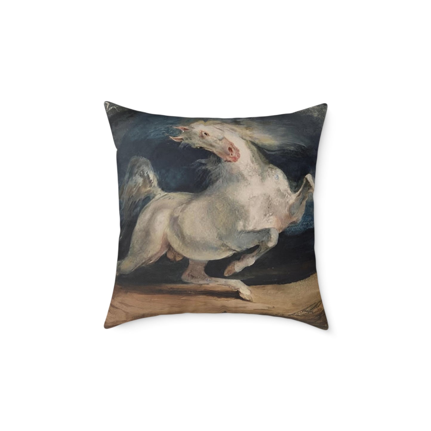 Horse Frightened by Lightning Square Pillow